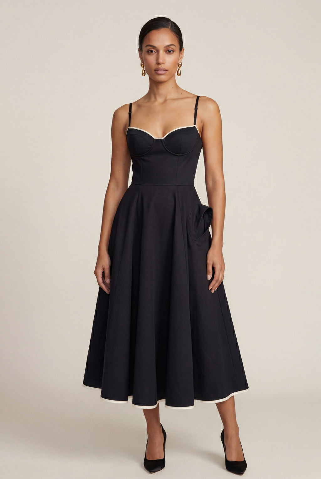 Alyssa | Sweetheart Neckline Fit and Flare Midi Cocktail Dress For Women