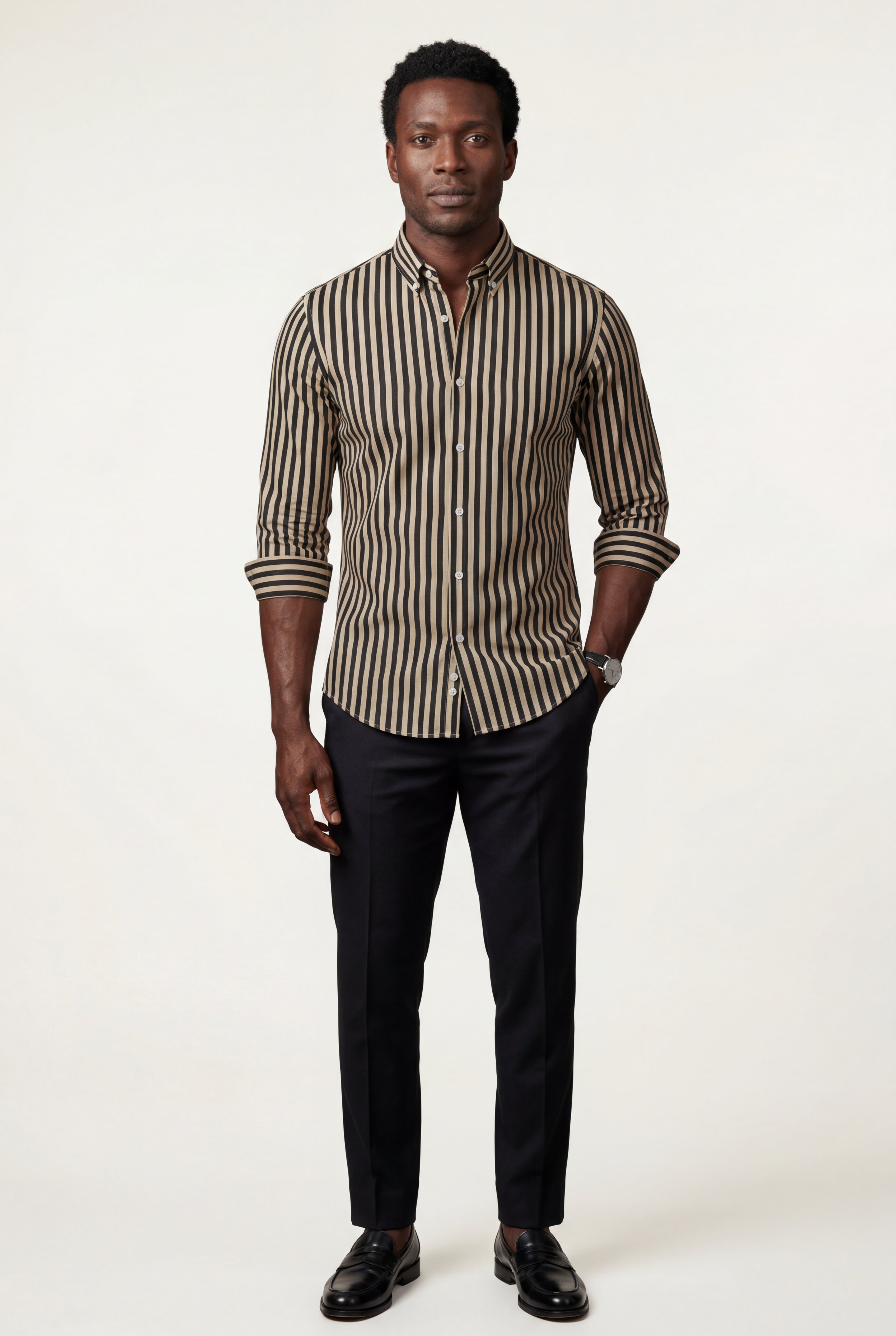 Liam | Tailored Vertical Stripe Button-down Dress Shirt