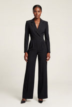 Lia | Tailored Wide Leg Blazer Jumpsuit with Cinched Waist