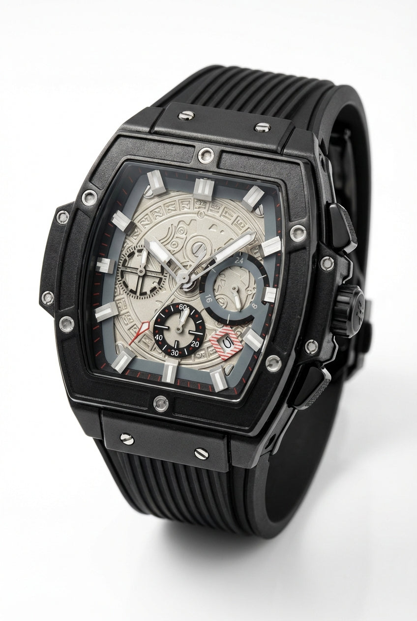 Milan | Textured Dial Rectangular Chronograph Dress Watch