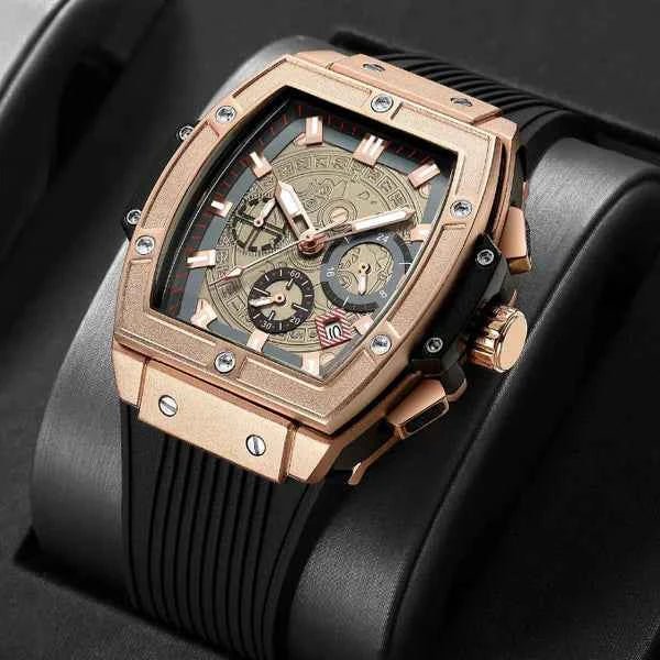Milan | Textured Dial Rectangular Chronograph Dress Watch