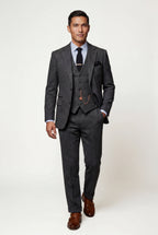 Liam | Textured Three-piece Suit with Notched Lapels