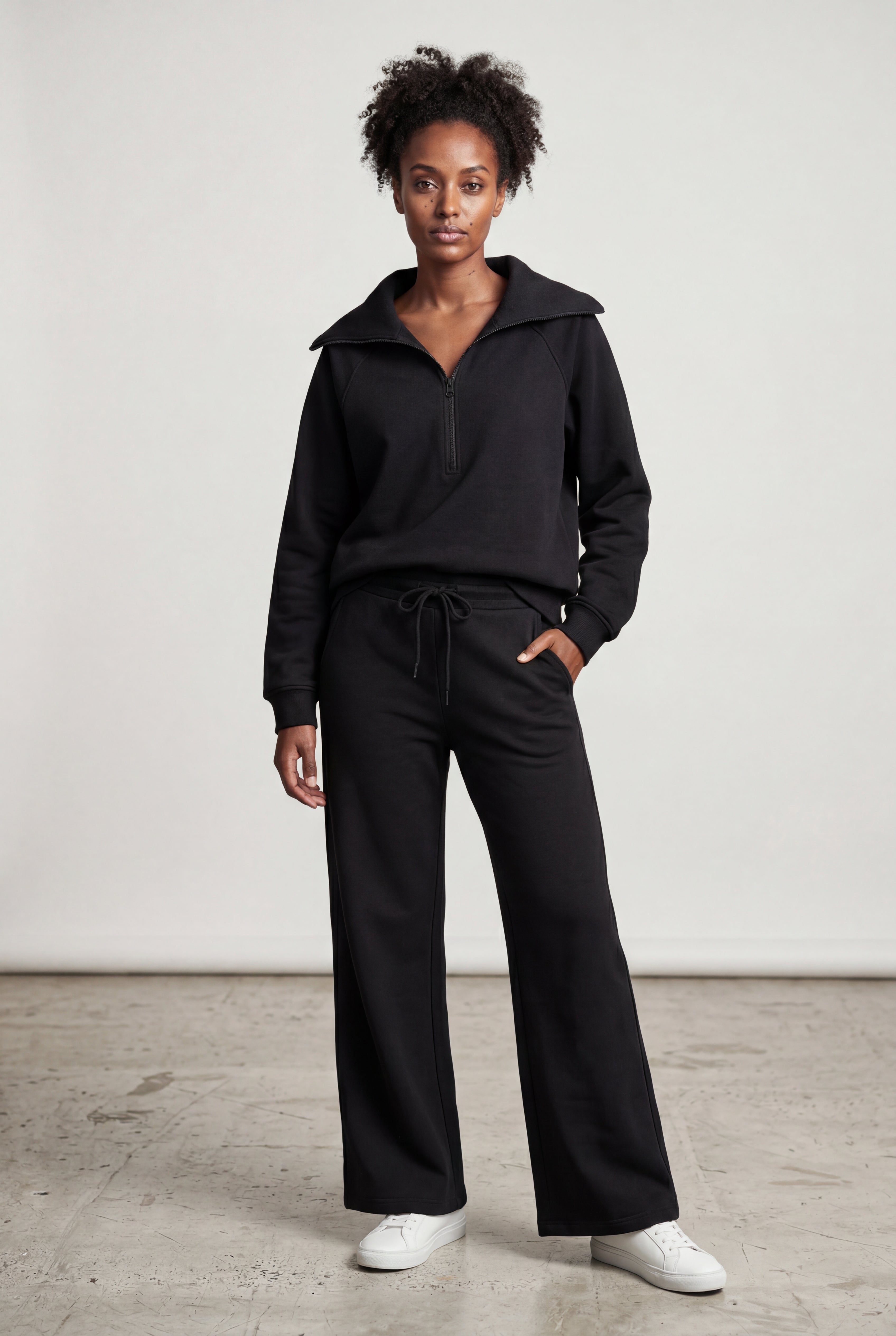 Lia | Wide-leg Zip Collar Lounge Set with Relaxed Pullover