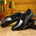 Liam | Wingtip Brogue Oxford Dress Shoes with Stacked Low Heel