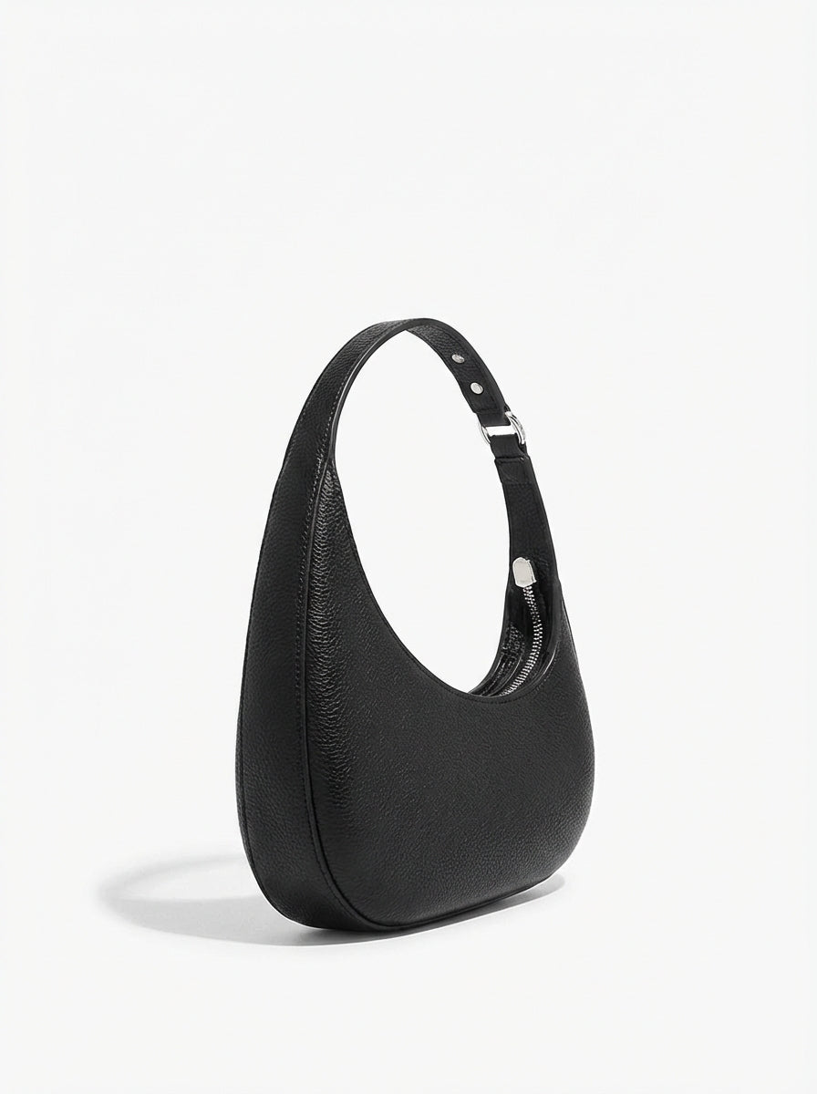 Lieke | Women's Black Crescent Hobo Shoulder Bag with Adjustable Strap