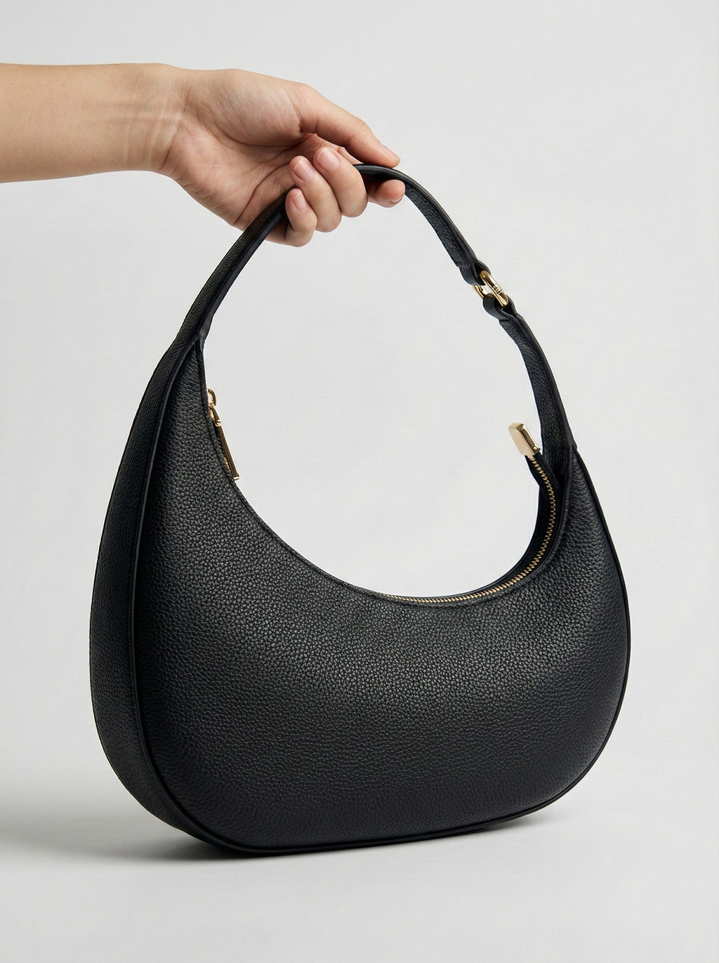 Lieke | Women's Black Crescent Hobo Shoulder Bag with Adjustable Strap