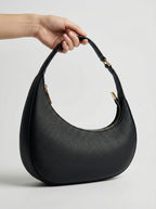 Lieke | Women's Black Crescent Hobo Shoulder Bag with Adjustable Strap
