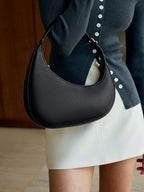 Lieke | Women's Black Crescent Hobo Shoulder Bag with Adjustable Strap