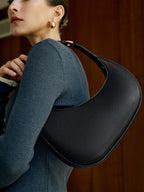 Lieke | Women's Black Crescent Hobo Shoulder Bag with Adjustable Strap