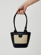 Lieke | Women's Black Structured Mini Tote Bag with Pocket