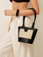 Lieke | Women's Black Structured Mini Tote Bag with Pocket