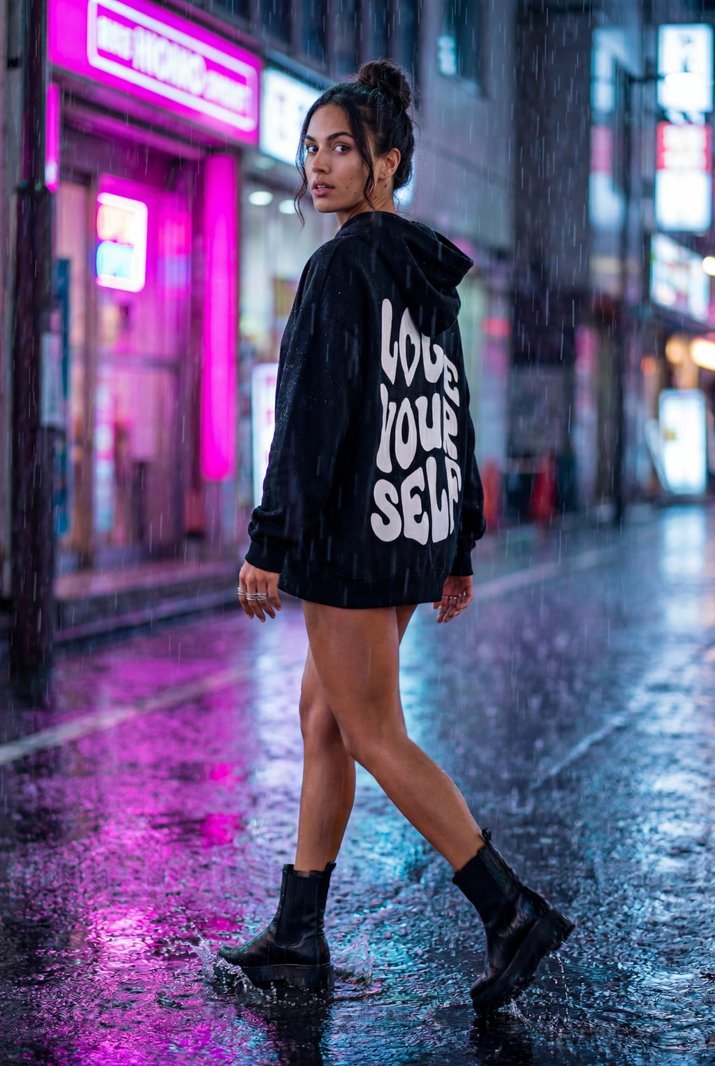 Lia | Women's Bold Back Print Loose Fit Hoodie