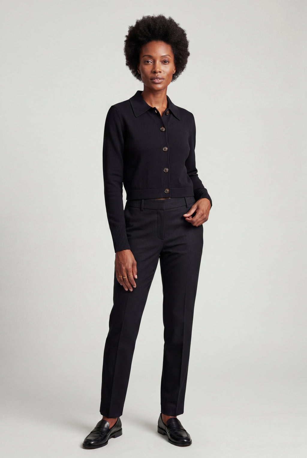 Women's Classic Collared Button-Down Cardigan Sweater | Senna