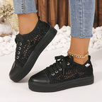 Lia | Women's Crochet Lace Platform Lace-Up Sneakers