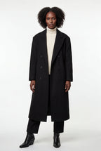 Kim | Women's Oversized Double-Breasted Long Coat with Lapel