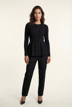 Women's Ribbed Button-Front Peplum Cardigan | Senna