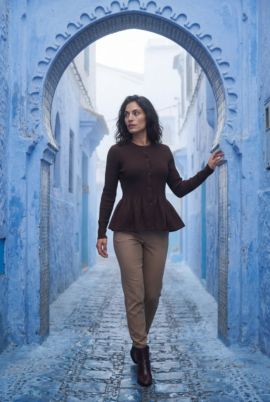 Women's Ribbed Button-Front Peplum Cardigan | Senna