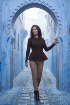 Women's Ribbed Button-Front Peplum Cardigan | Senna
