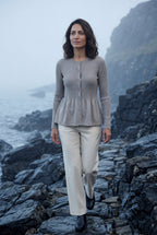 Women's Ribbed Button-Front Peplum Cardigan | Senna