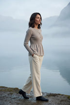 Women's Ribbed Button-Front Peplum Cardigan | Senna