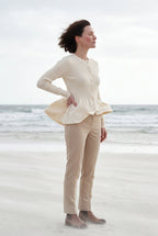 Women's Ribbed Button-Front Peplum Cardigan | Senna