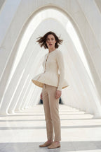 Women's Ribbed Button-Front Peplum Cardigan | Senna