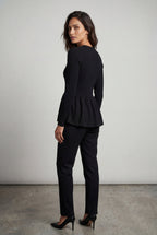 Women's Ribbed Button-Front Peplum Cardigan | Senna