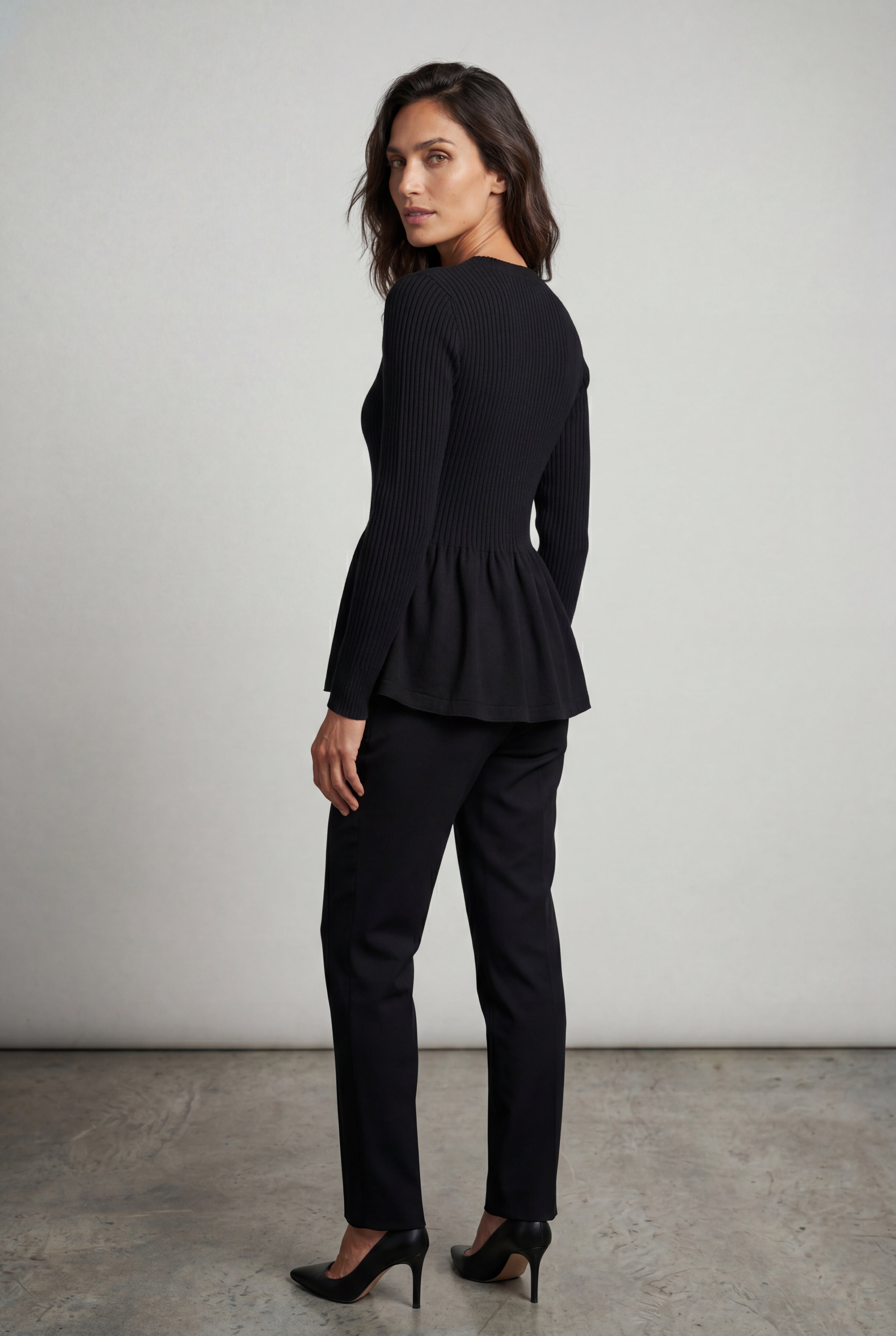 Women's Ribbed Button-Front Peplum Cardigan | Senna