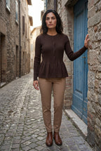 Women's Ribbed Button-Front Peplum Cardigan | Senna