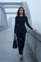 Women's Ribbed Button-Front Peplum Cardigan | Senna