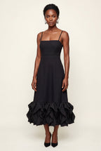 Elcevi | Ruffled Hem Fit and Flare Midi Dress For Women
