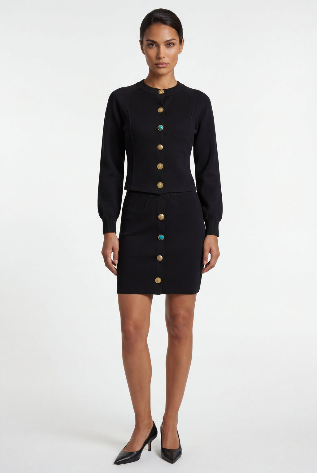 Women's Tailored Button-Front Cardigan and Skirt Set | Senna