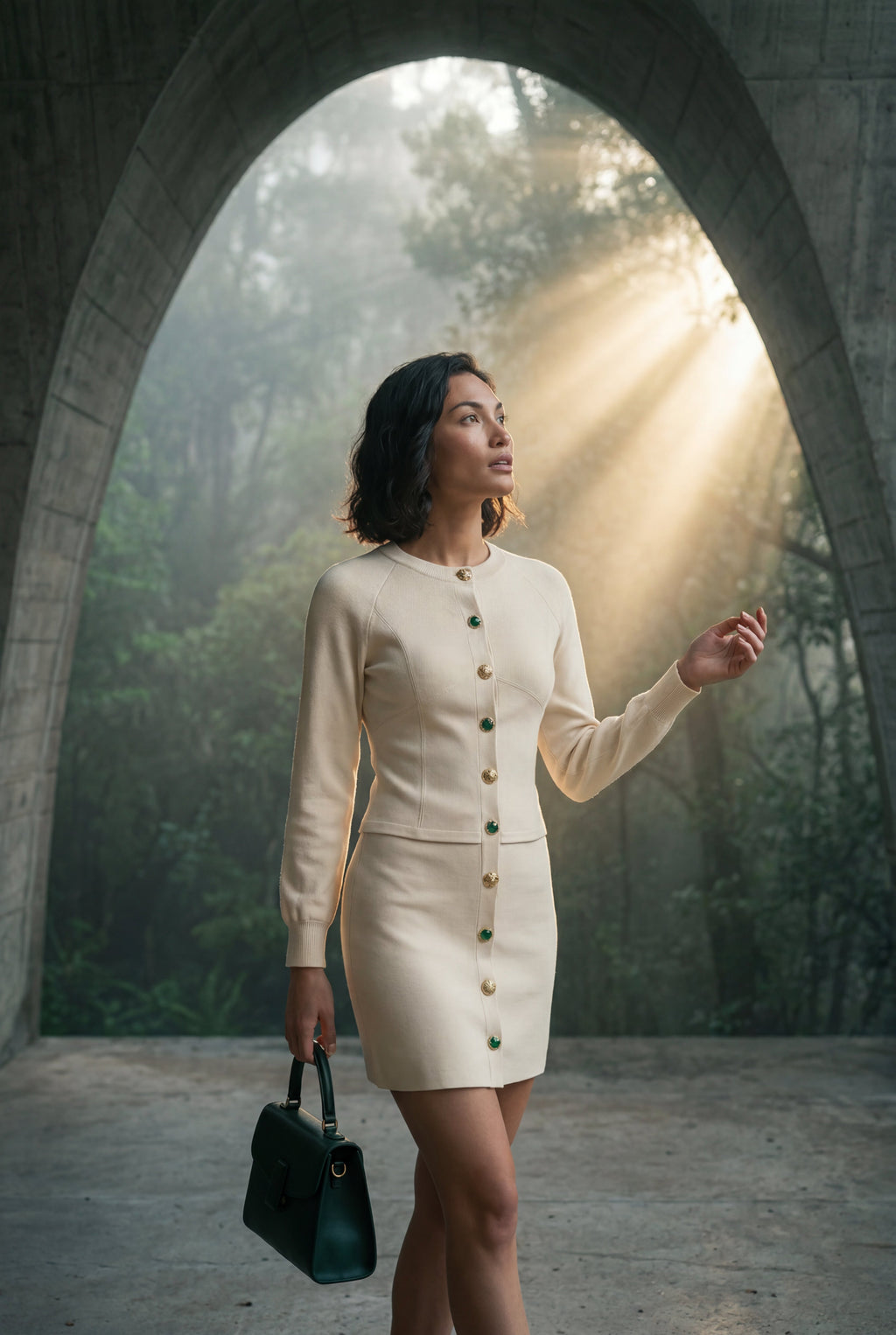 Women's Tailored Button-Front Cardigan and Skirt Set | Senna