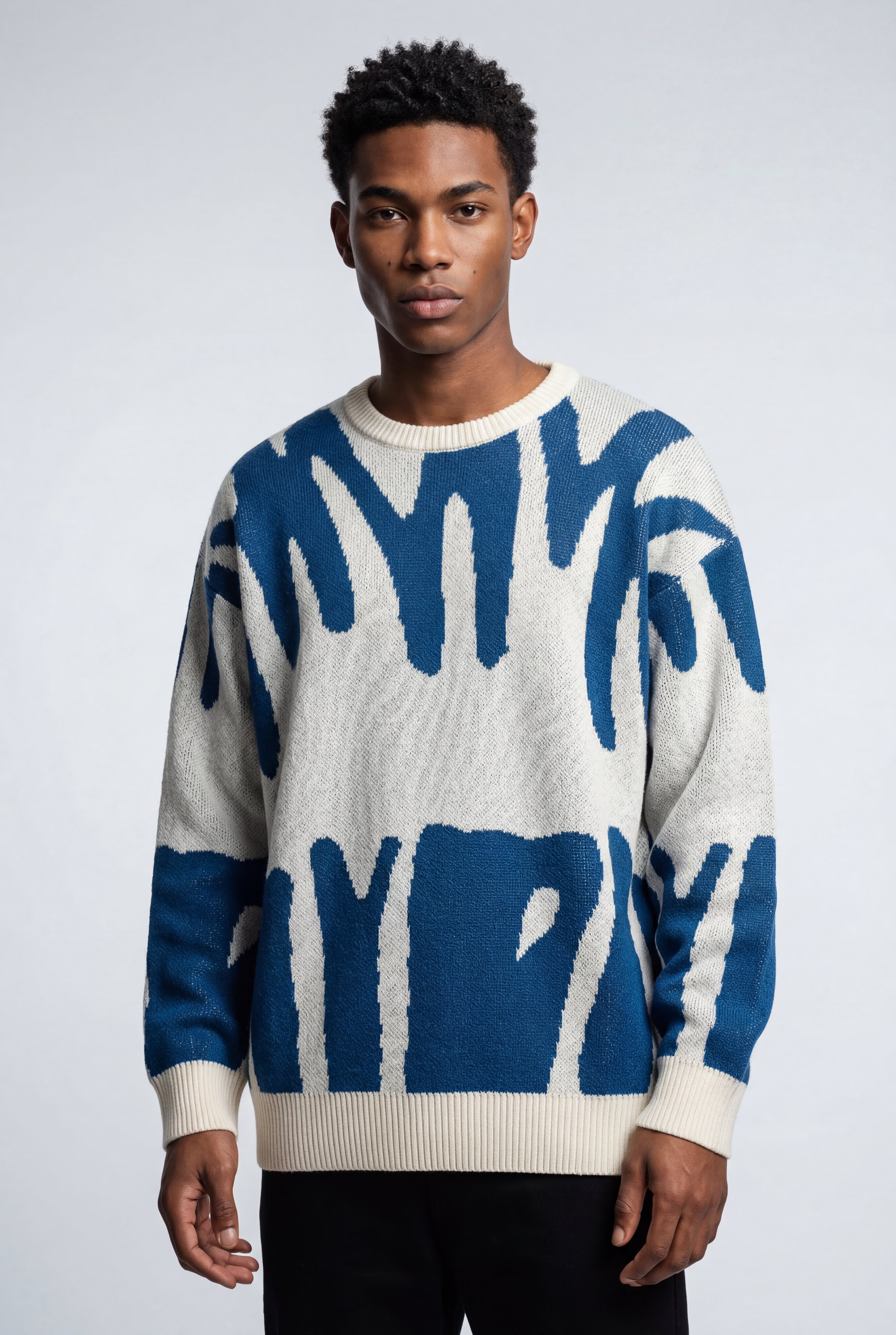 Abstract Intarsia Relaxed Crew Neck Jumper | James