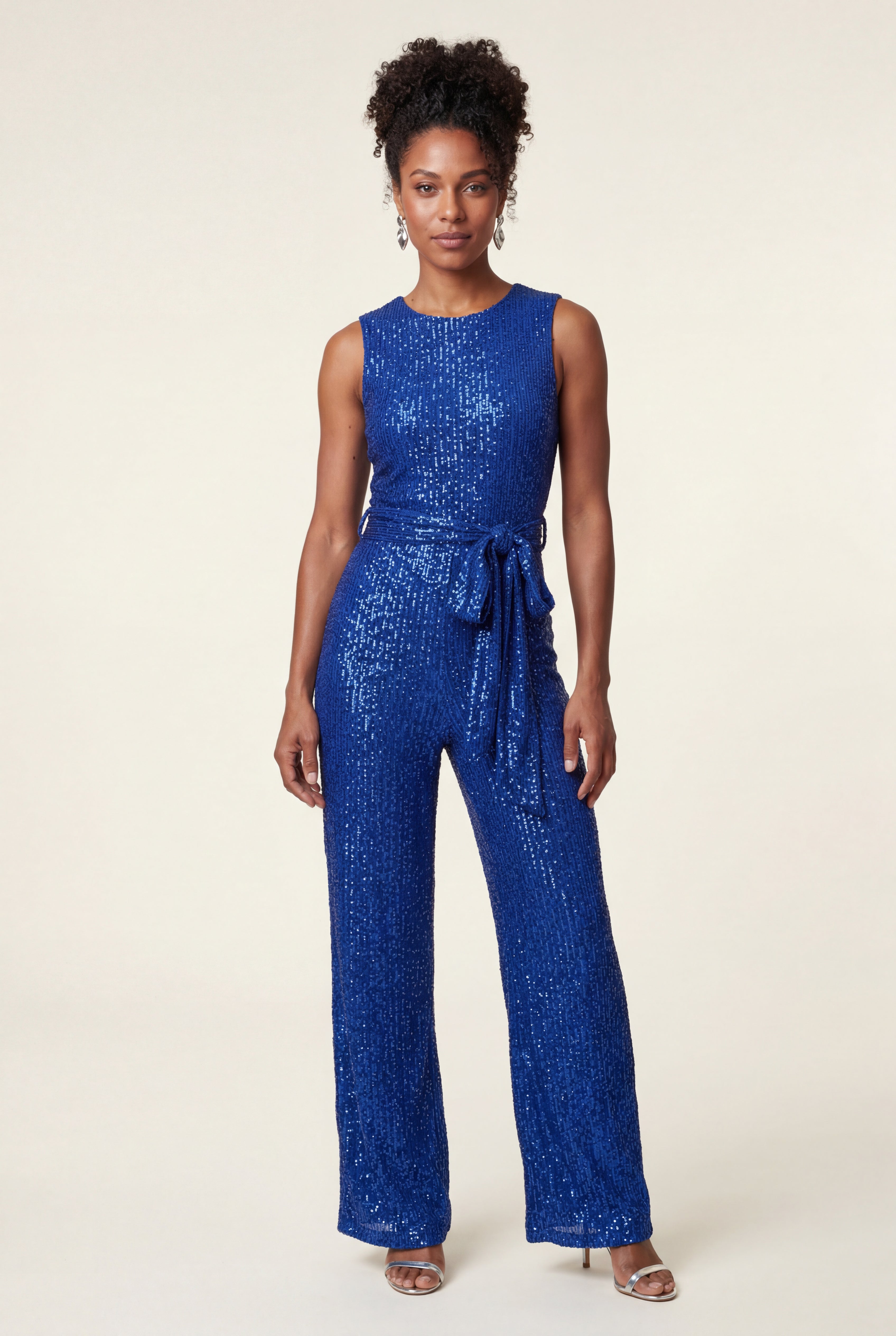Elcevi | Belted Sleeveless Wide-leg Jumpsuit For Women