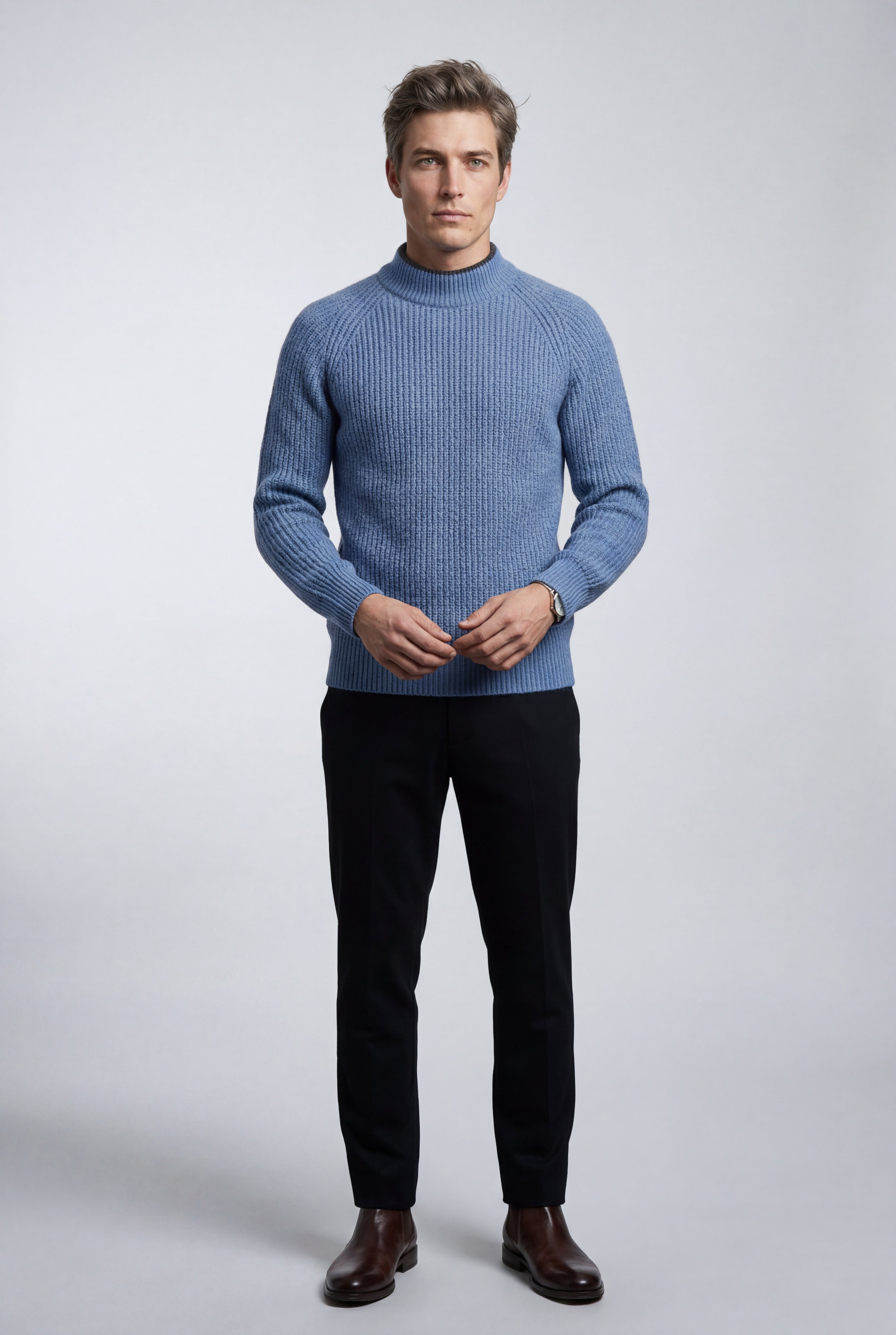Liam | Chunky Ribbed Slim Fit Crewneck Sweater