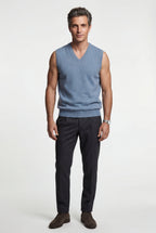 Liam | Classic V-neck Sweater Vest with Ribbed Hem