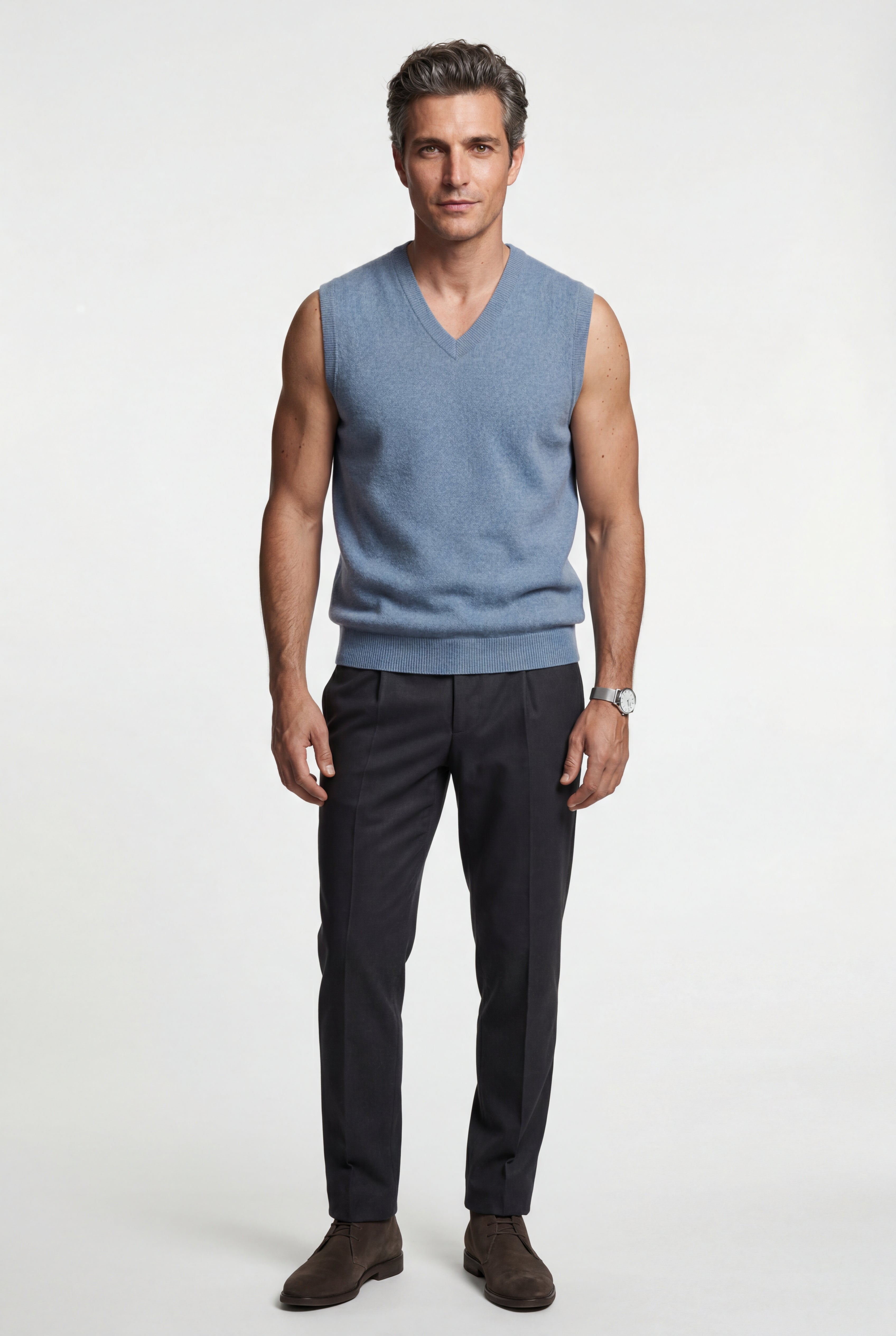 Liam | Classic V-neck Sweater Vest with Ribbed Hem