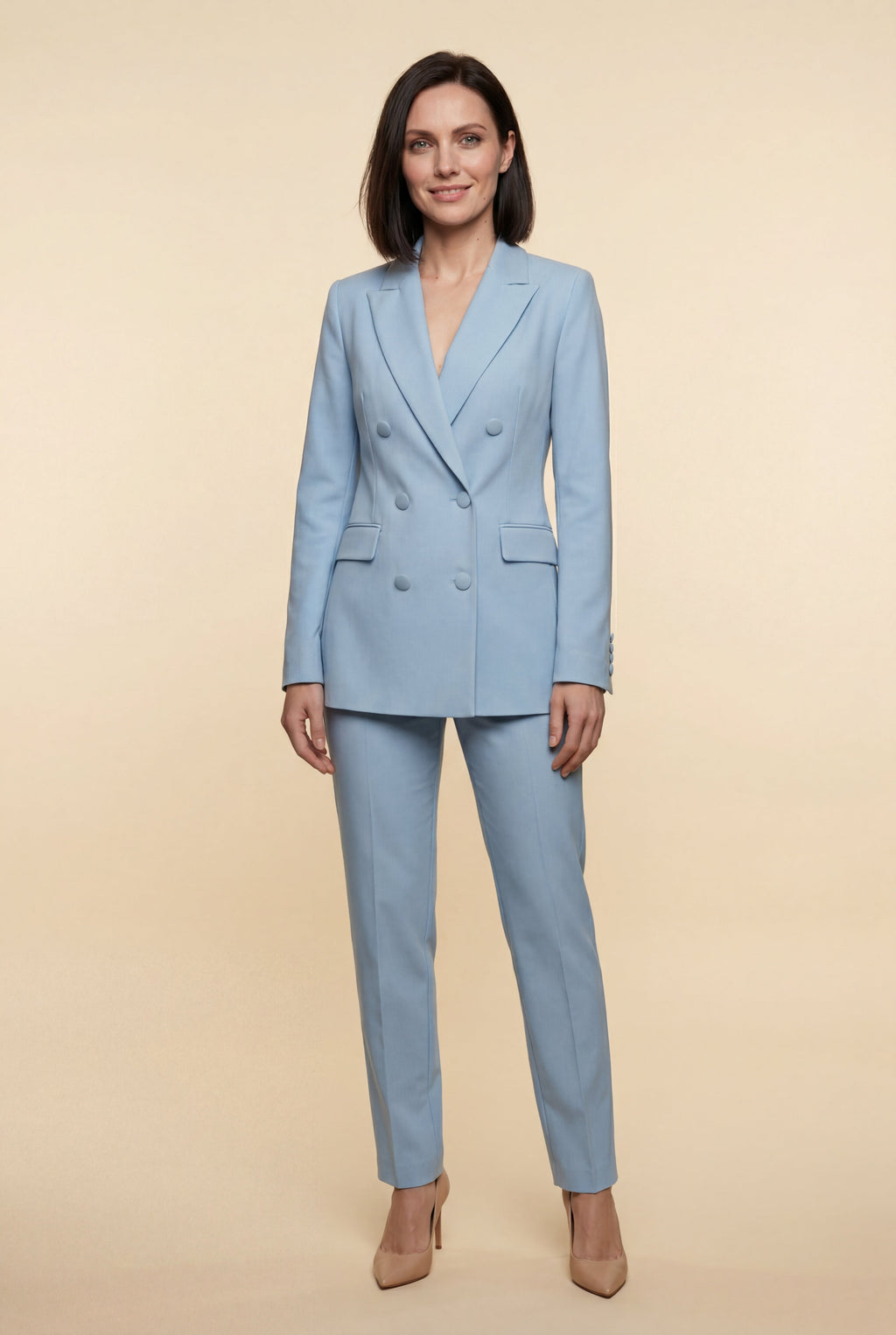 Elcevi | Double-breasted Classic Fit Blazer with Notched Lapel For Women
