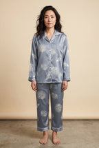 Lia | Floral Print Pajama Set with Button-up Blouse