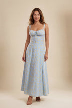Elcevi | Floral Ruched Bust A-line Sundress with Front Slit For Women
