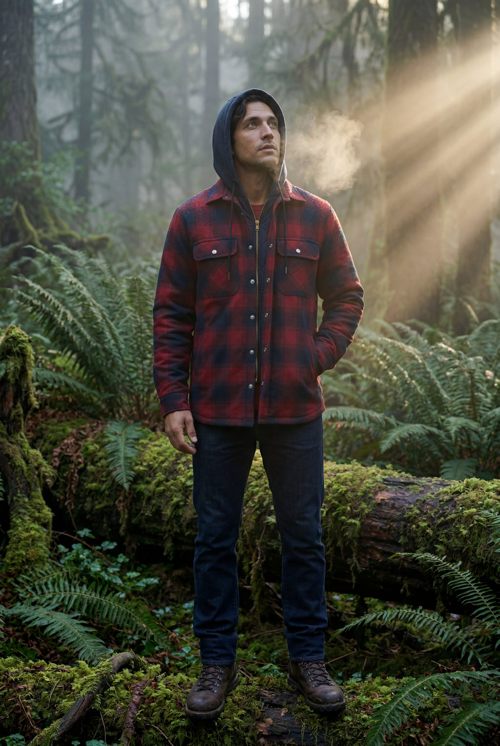 Liam | Large Check Pattern Hooded Flannel Jacket