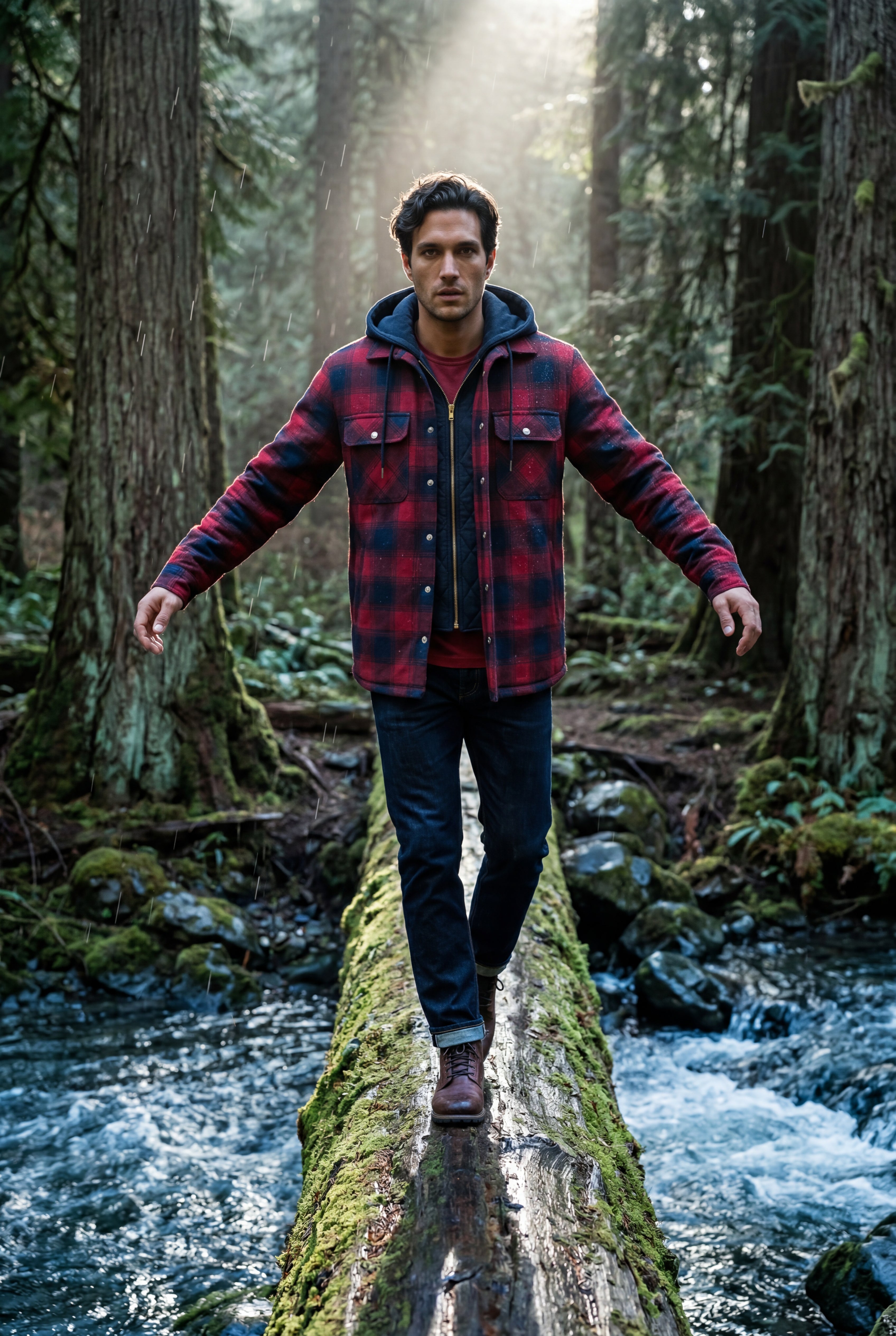 Liam | Large Check Pattern Hooded Flannel Jacket