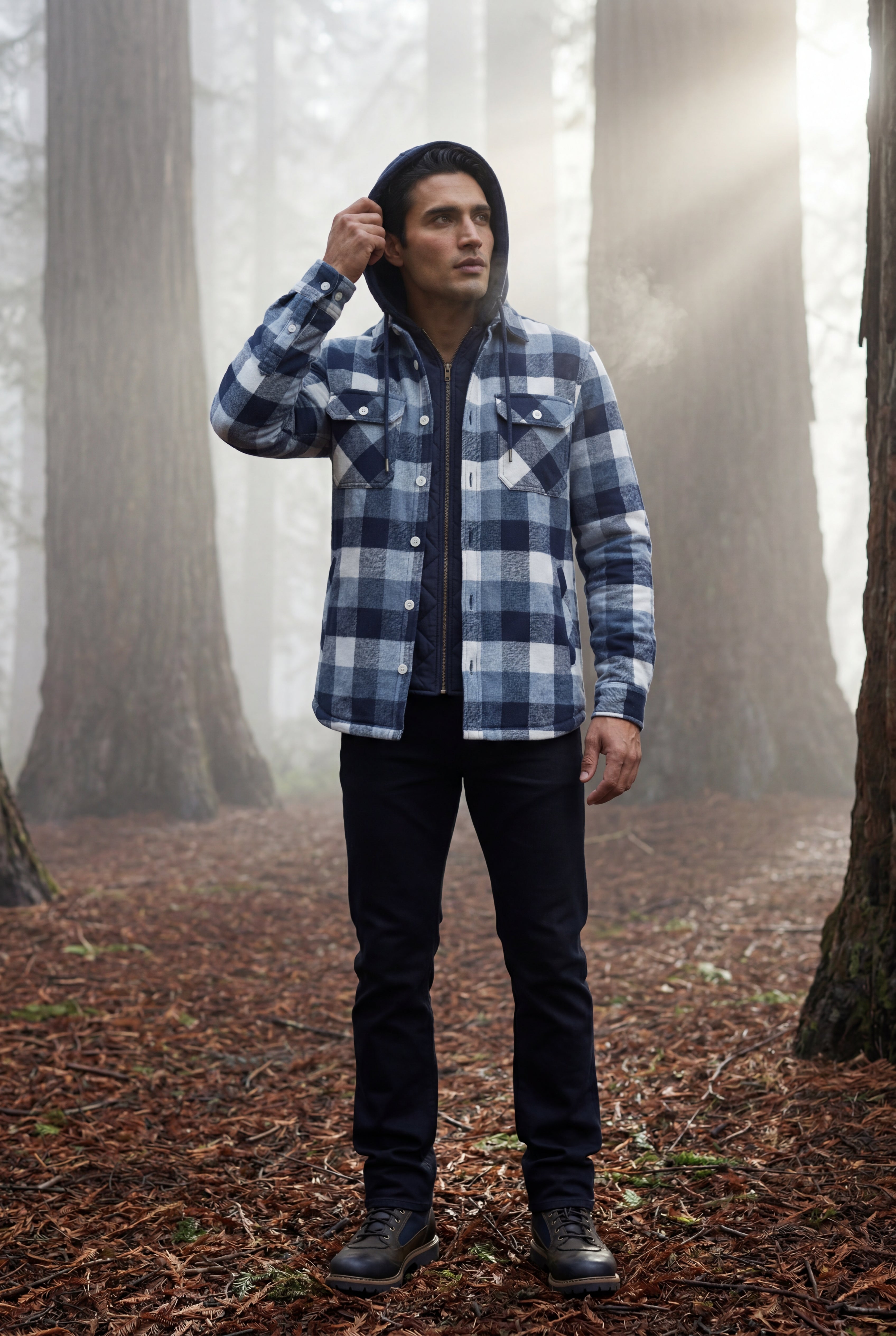 Liam | Large Check Pattern Hooded Flannel Jacket