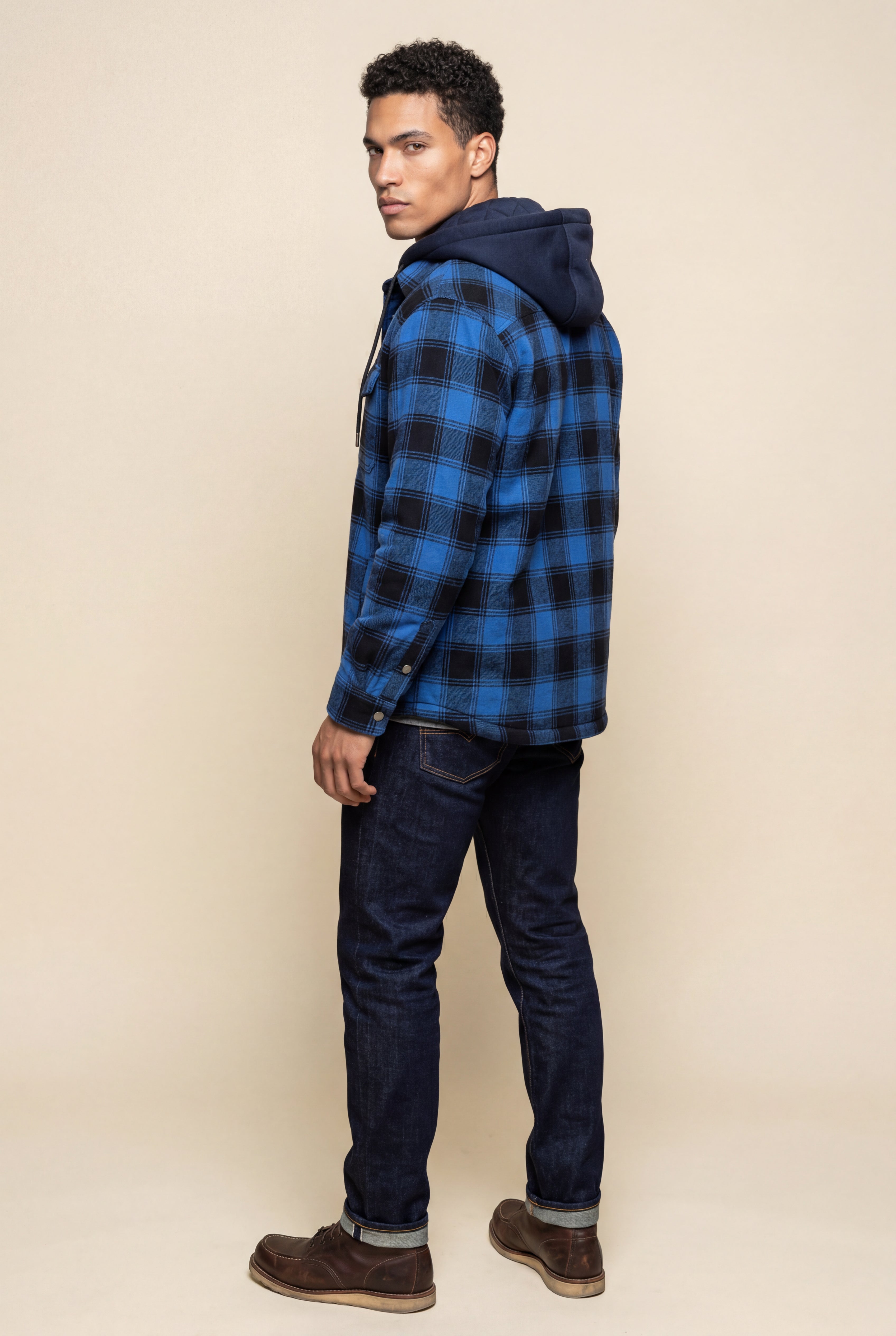 Liam | Large Check Pattern Hooded Flannel Jacket