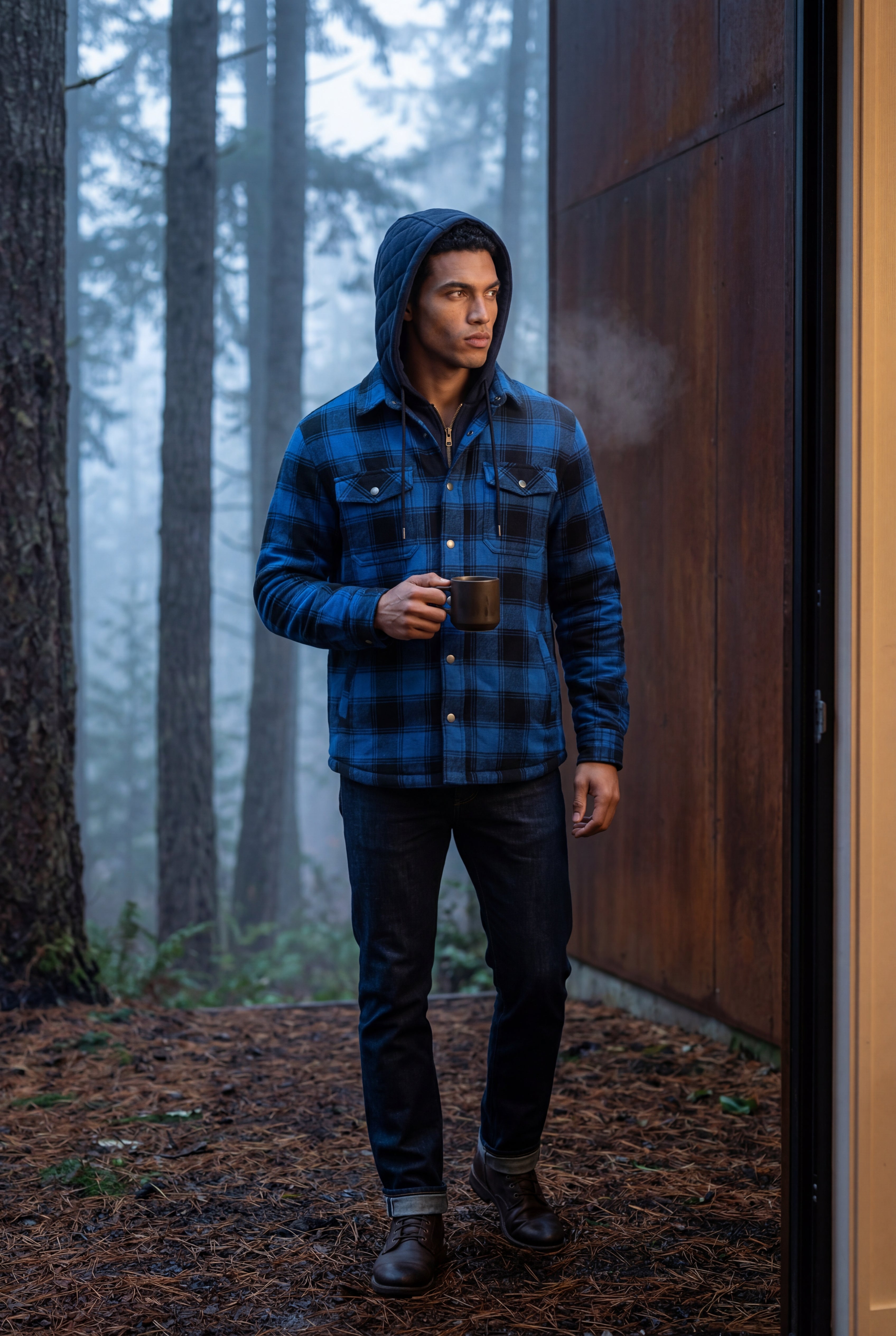 Liam | Large Check Pattern Hooded Flannel Jacket