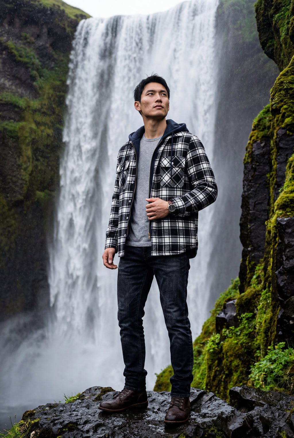 Liam | Large Check Pattern Hooded Flannel Jacket