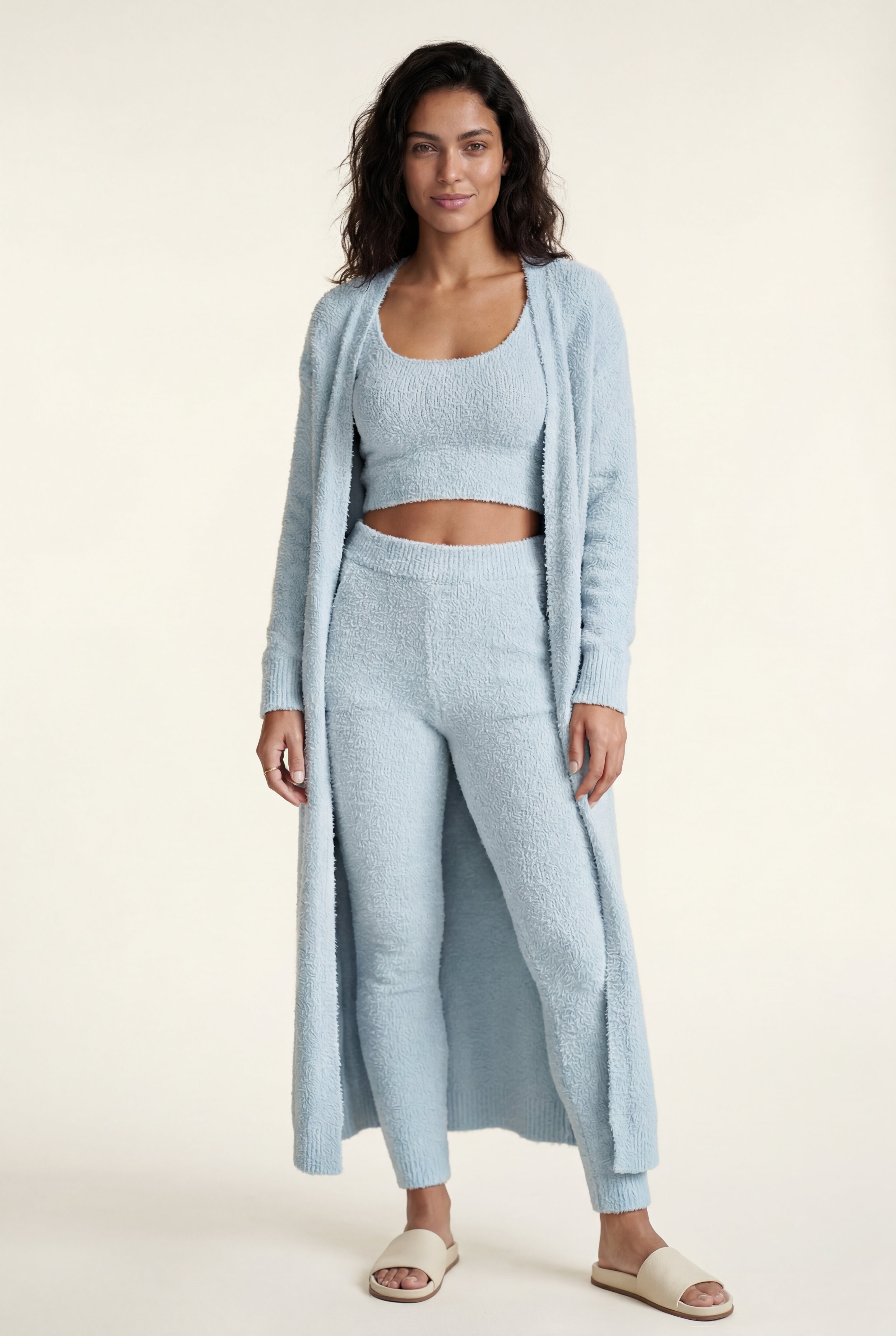 Lisa | Longline Cardigan 3-piece Ribbed Loungewear Set