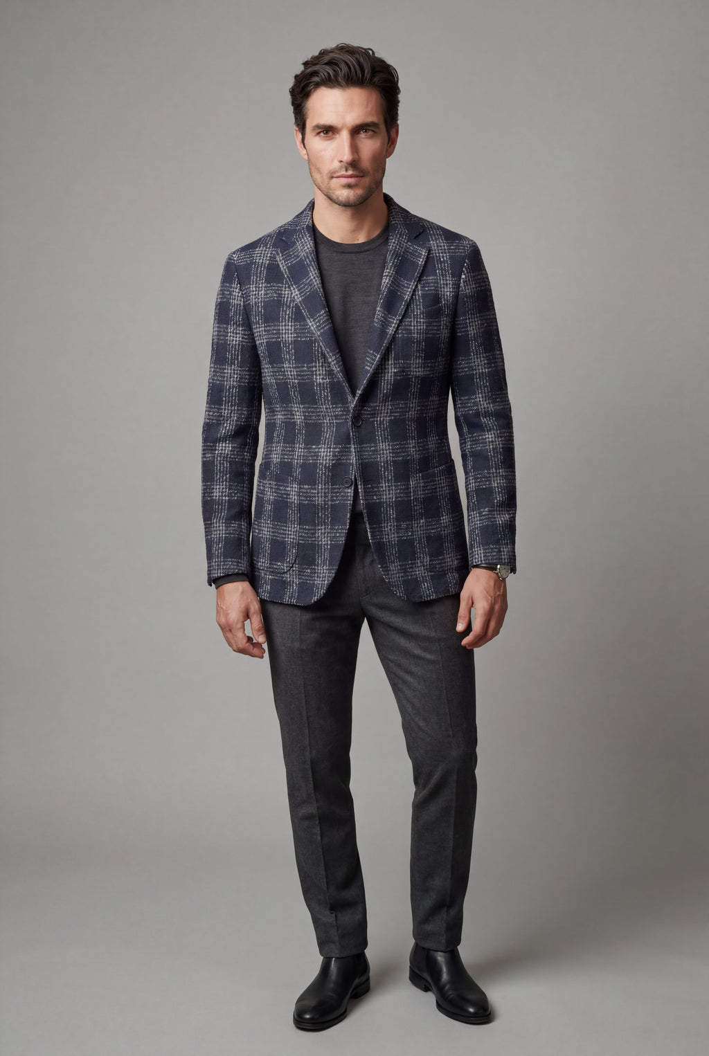 Liam | Men's Windowpane Check Tailored Slim Fit Blazer