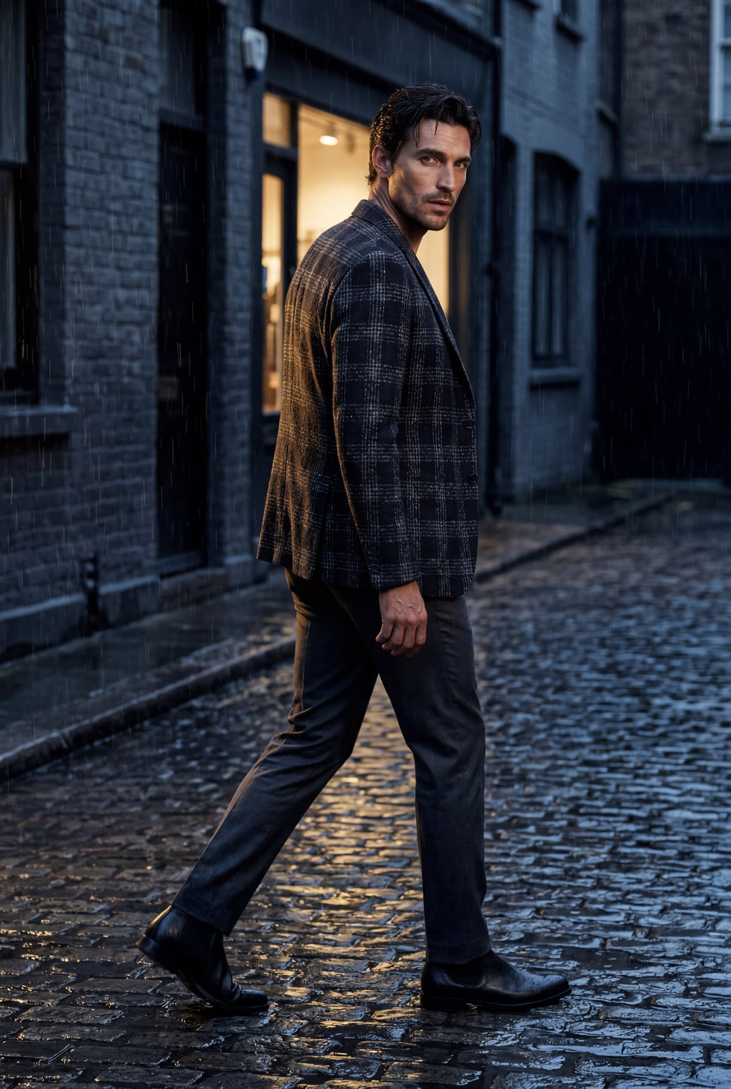 Liam | Men's Windowpane Check Tailored Slim Fit Blazer